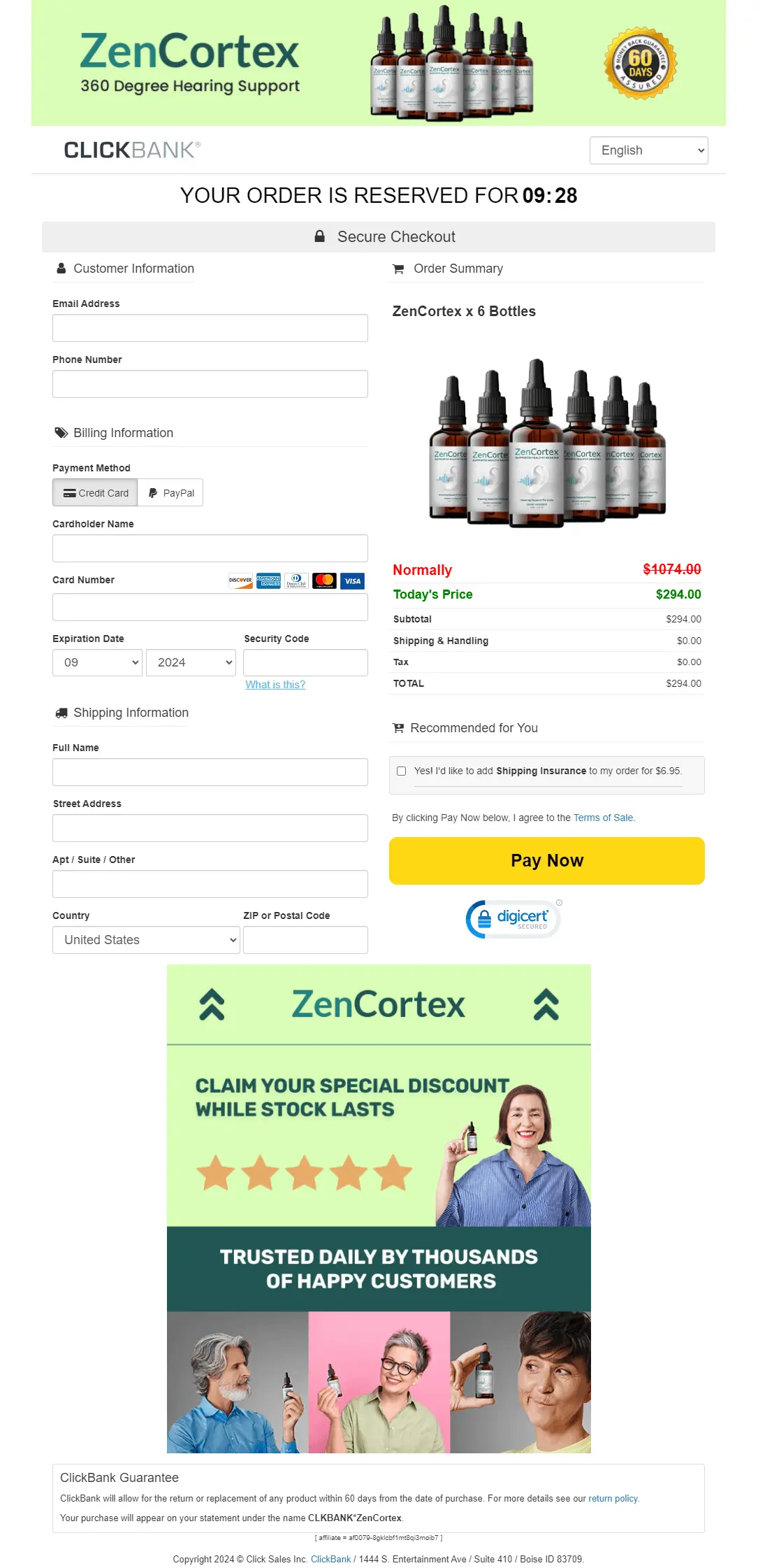 ZenCortex Secure-Checkout clickbank